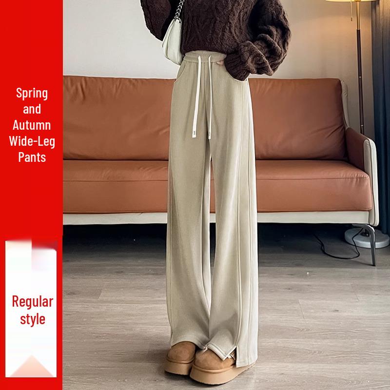 

Женские флисовые спортивные штаны петит с широкими штанинами: Зима 2024 Плоткий Хлопок Флис Ягненка, Теплый и Повседневный Прямой Крой L