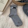 Women's Autumn Fashion New Grey Medium Tube Pile Cotton Socks