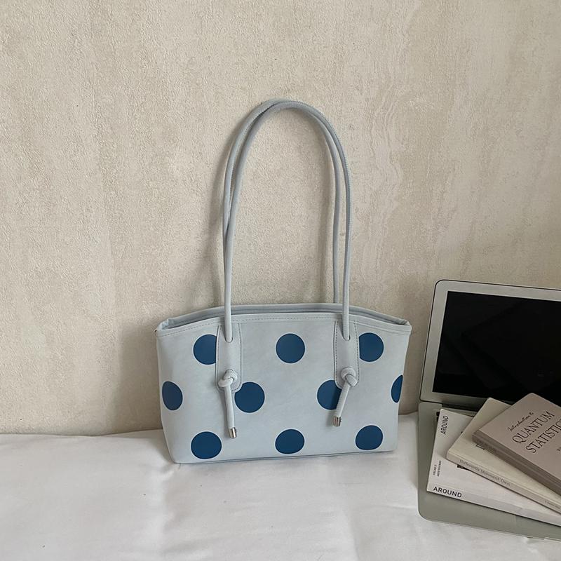 

Cute Polka Dot Tote Bag For Women Large Capacity Shoulder Bag Sweet Aesthetic Handbag College Students Daily Commute Shopper Bag