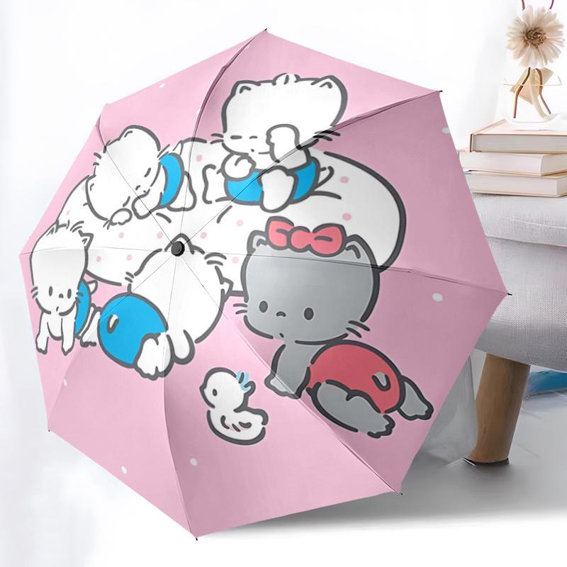 1pc Hello Kitty Automatic Opening/Closing Umbrella with Convenient Three-Fold Design, 8-Bone Iron Frame Outdoor Umbrella, Perfect Gift for Fans, Trave