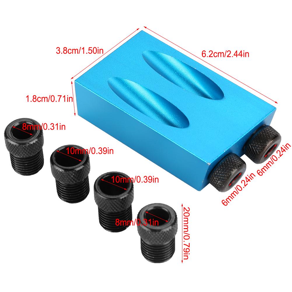 ZK30 15 Degree Woodwork Guide Oblique Hole Positioner 6/8/10mm Woodwork Locator Blue