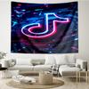 Neon Tik-tok Logo Art Tapestry Hanging for Bedroom,Livingroom, Playroom,Decor Art Room Wall Tapestry Holiday and Birthday Gifts