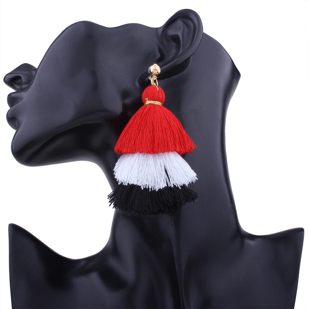 Bohemian Multilayer Tassel Earrings 3 Layered Colorful Fringe Dangle Drop Earrings Women Jewelry