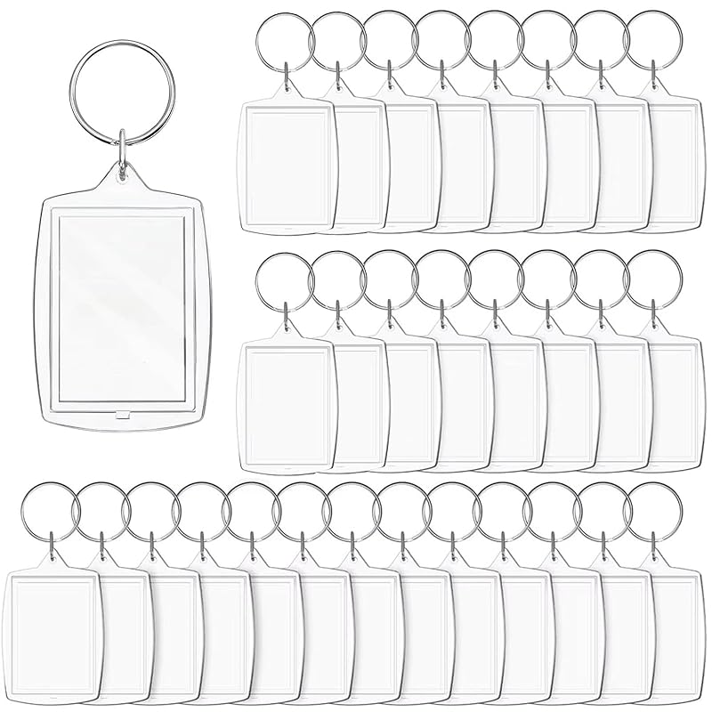 

[Samcos] key ring photograph Get in photo insert keychain set of 30 rectangle Comes with cutting template transparent acrylic handmade parts Hamepachi