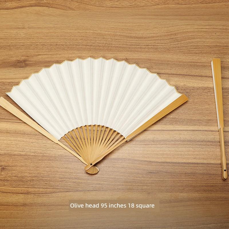 Heshantang Jade Bamboo Folding Fan Men's Fan Collectible Art Fan 95% Xuan Paper Calligraphy Fan Blank Suzhou Craft Fan Gift Fan