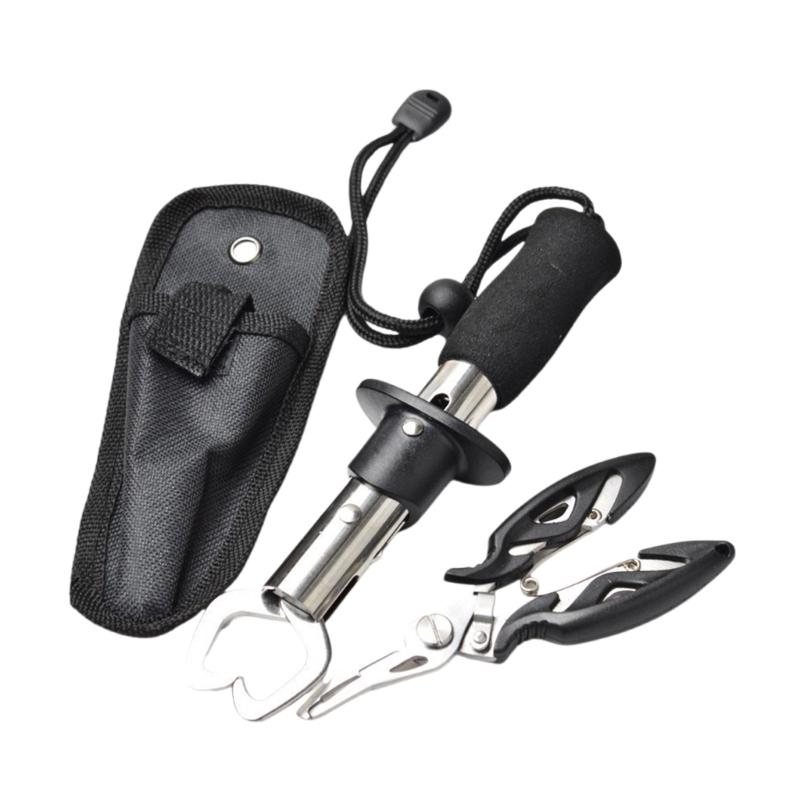 

Fish Gripper Fishing Pliers Stainless Steel Fish Lip Gripper with Storage Bag Mutifunctional Line Cutter Hook Remover 1