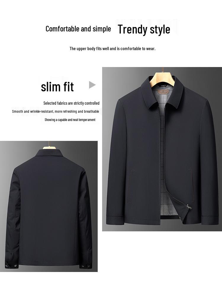 Men's Spring & Autumn 2025 Casual Lapel Jacket - Stylish Solid Color Fashion Coat for Middle-Aged and Young