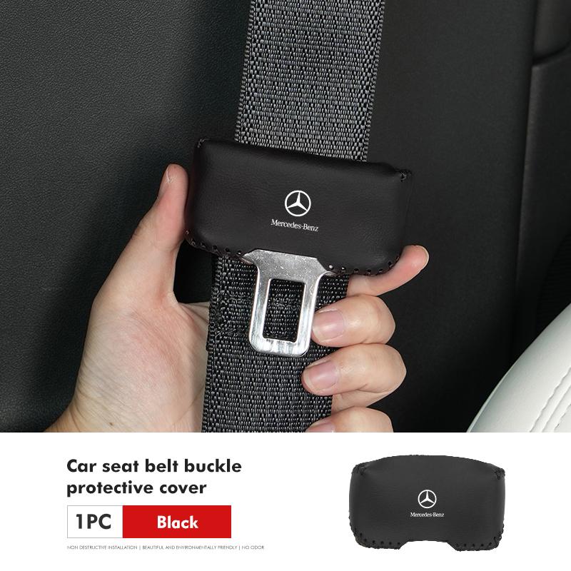 

Leather Car Seat Belt Buckle Cover Protector Anti-collision For Benz W211 W124 W176 W177 C180 C200 C260 C300 GLC CLE CLA