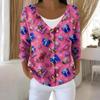 Women's Fashion Long Sleeve Christmas Snowman Snowflake Print Jacket Cardigan