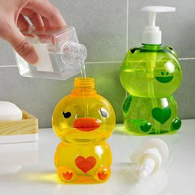 Distributeur de savon portable forme grenouille canard 250/500 ml enfant animal mignon type pression séparé pompe vide bouteille shampoing contenant douche