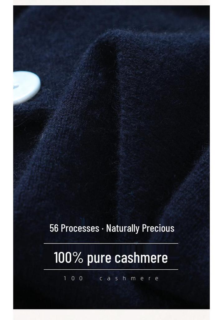 Lekasha Women's 100% Cashmere Embroidered Cardigan - Autumn/Winter Round-Neck Knit Jacket