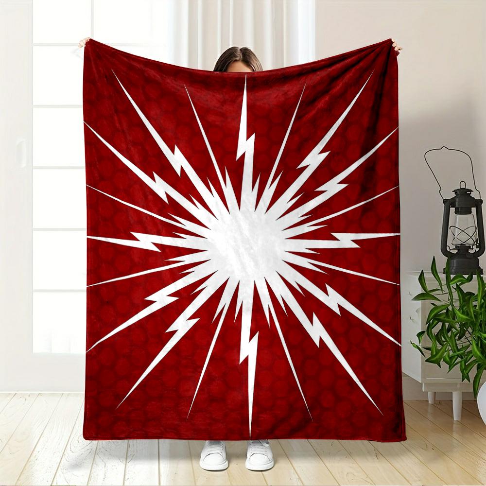 Red Lightning Burst Design Blanket Flannel blanket for bedroom, living room, sofa, and nap sofas.