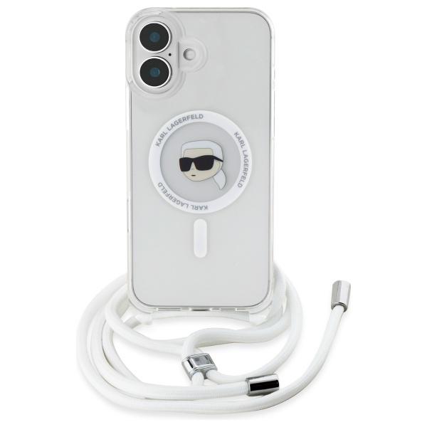 Karl Lagerfeld Klhmp16Shckhnt Iphone 16  6.1 Hardcase Transparent Crossbody Iml Karl Head Magsafe