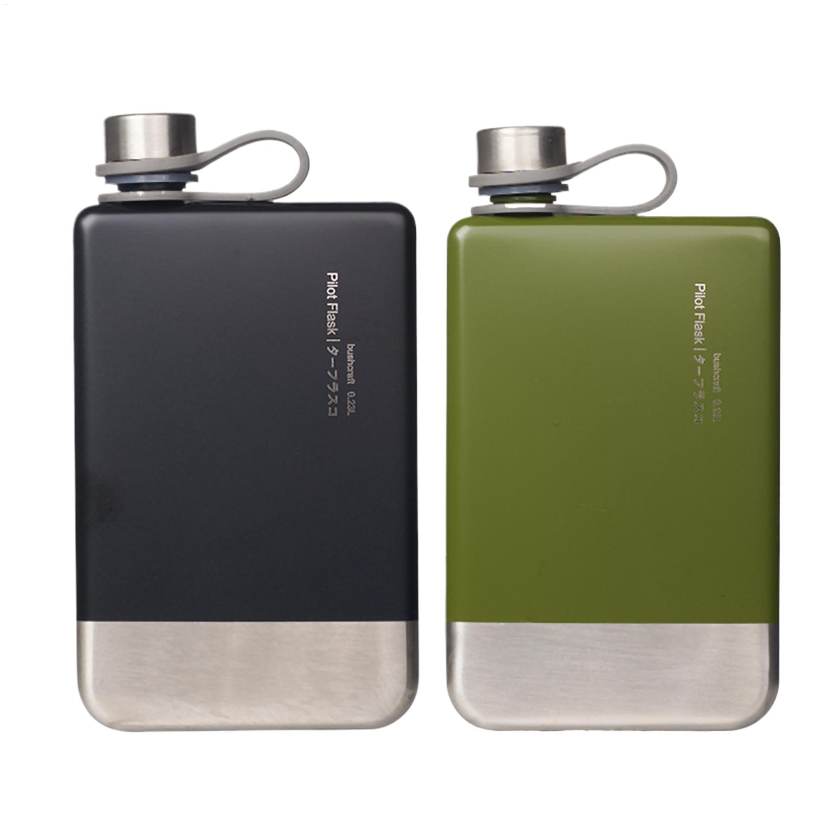 Flat Wine Bottle For Camping Stainless Steel Water Bottle Portable Outdoor Coffee Maker Camping Fuel Kerosene Bottle For Camp verde