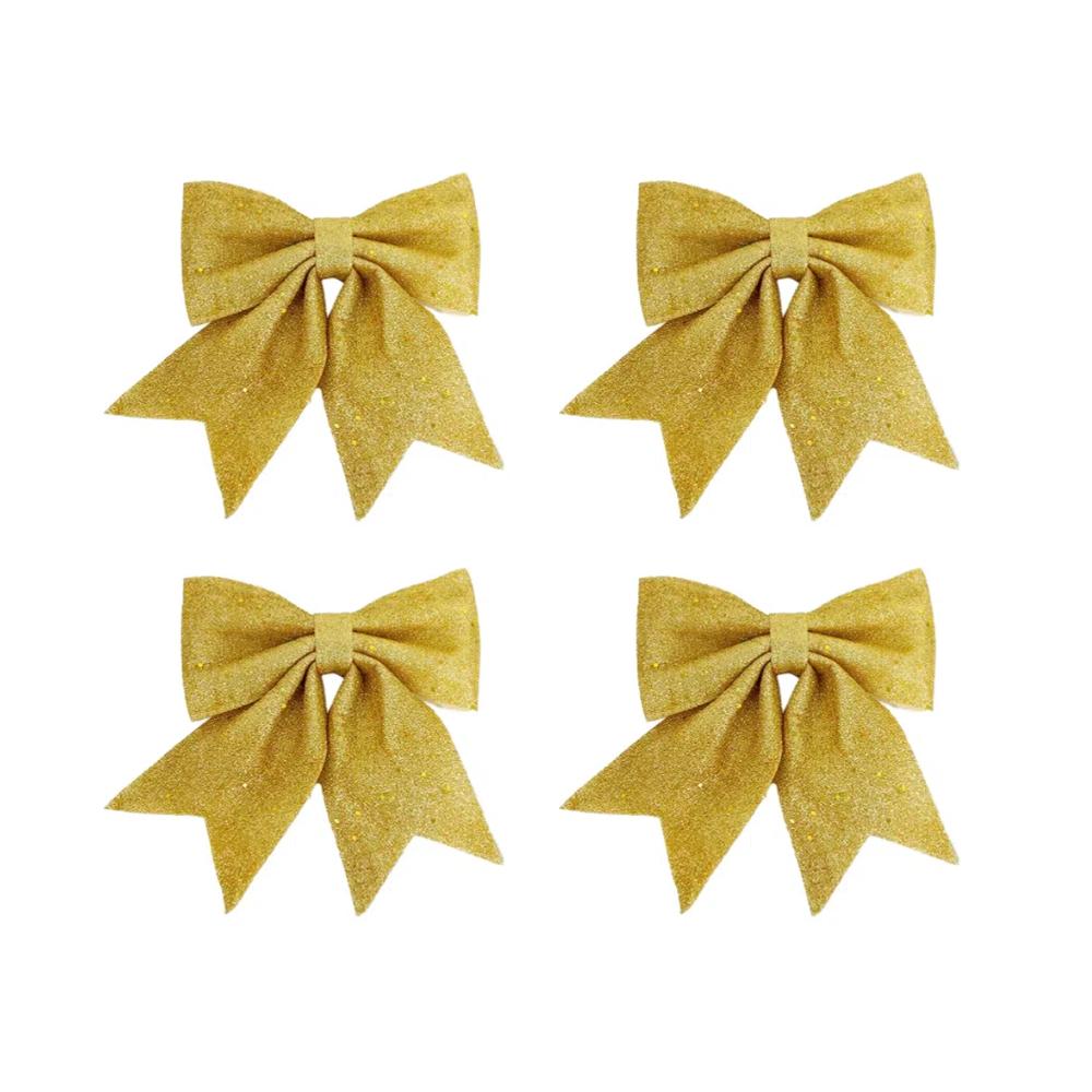 4pcs Christmas Sequin Bows, Xmas Wreaths Mini Bows Christmas Tree Bows Christmas Decorative Bows Ornaments New Year Festive