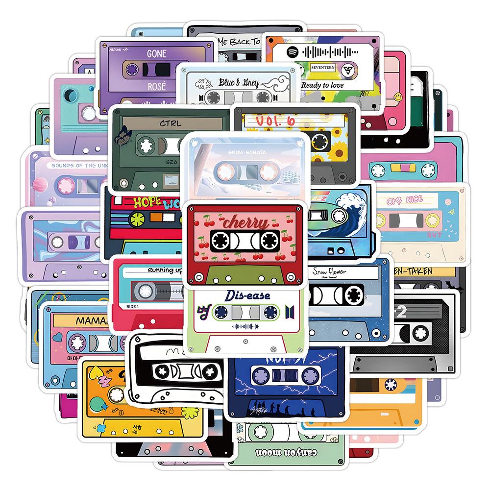 50Pcs/Set Retro Music Album Tapes Series 01 Stickers DIY Fashion Waterproof Doodle Decals Stickers