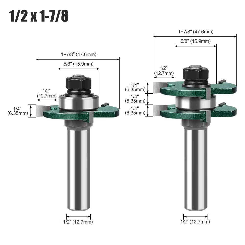 6mm 1/4in 1/2in 3-Tooth T-Mortise Router Bit Square Tooth Mortise  Router Bit Square Tooth Mortise Milling Cutter Tool Drilling