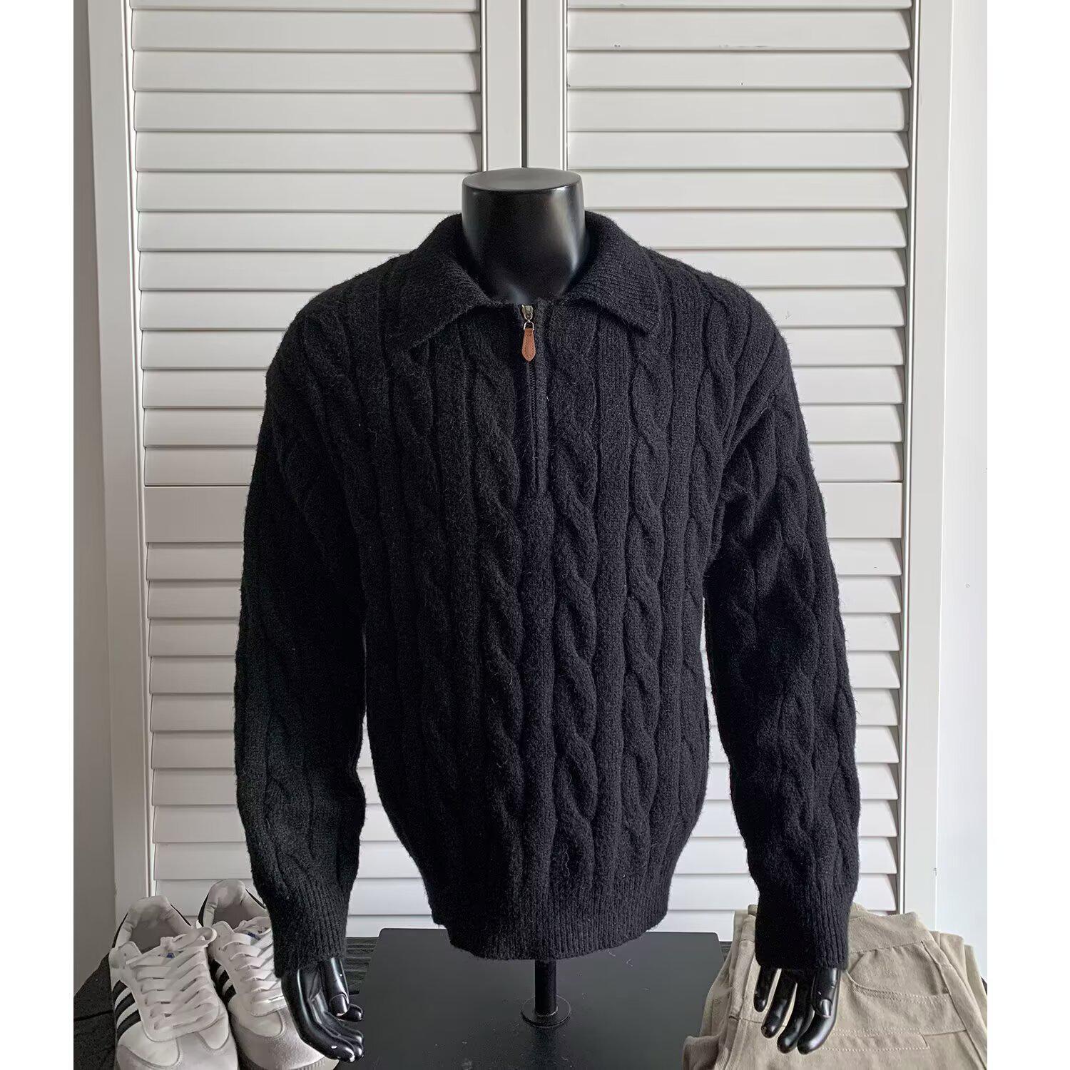 Men s Autumn/Winter 2026 Half-Zip Lapel Sweater - American Style Knitwear XL