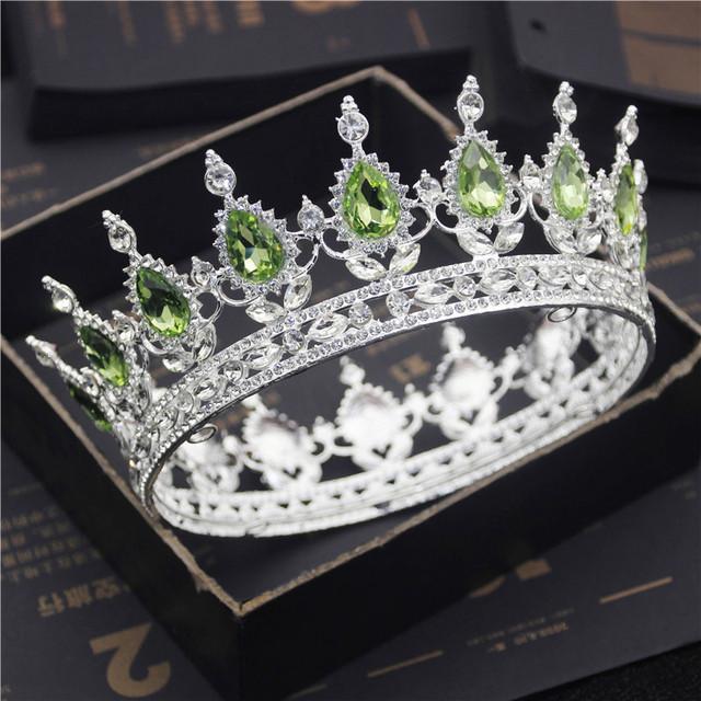 Bride Royal Purple Crystal Queen King Tiaras and Crowns Bridal Pageant Diadem Head Ornament Wedding Hair Jewelry Accessories