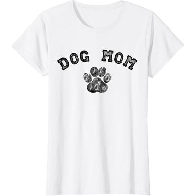 Dog Mom Gifts for Women Graphic Tee - Cute Puppy Paw Print T-Shirt(1)
