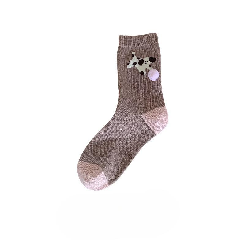 Cute and Funny Mid-calf Socks for Women's Fashion In Autumn, Cute and Funny Puppy Cartoon Animal Pile Socks