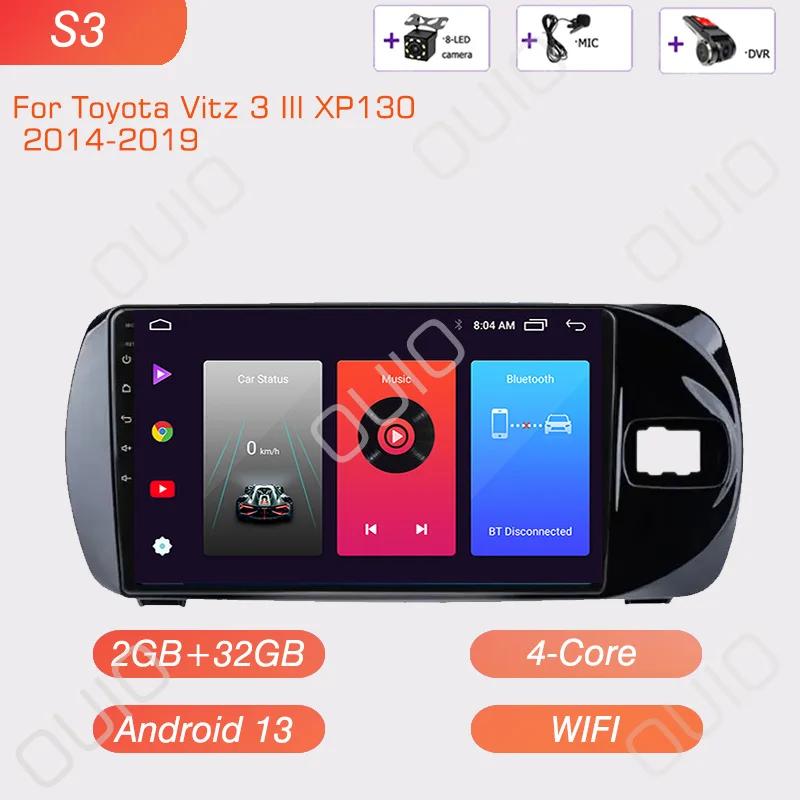 4G Android 13 Radio For Toyota Vitz 3 XP130 2014 2015 2016 2017-2019 Car Stereo Multimedia Player Carplay Auto GPS 2DIN NO DVD