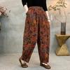 Artistic Retro Printed Elastic Waist Harem Pants for Women - Stylish Spring/Autumn Loose Fit