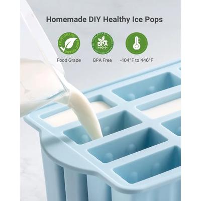 Popsicle Molds for Kids, 12 Pieces Popsicles Molds Silicone BPA- Free Popsicle Maker Ice Pop Molds DIY Handmade Popsicles Molds