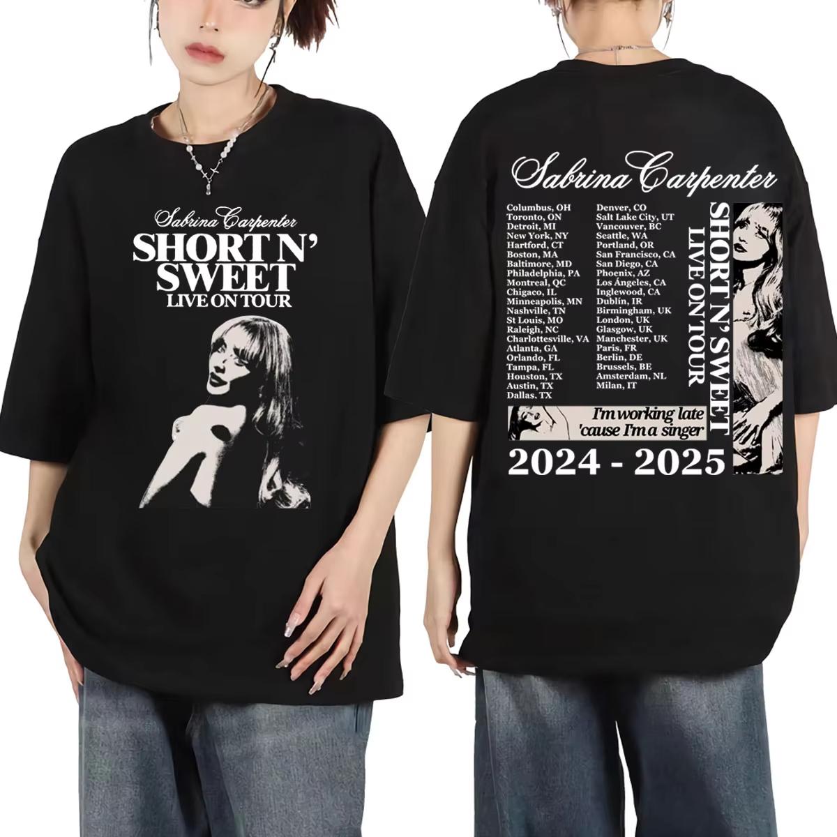 

Sabrina Carpenter Graphic T Shirt Short N Sweet Live on Tour 2024 Tshirt Unisex Women Fashion Hip Hop Vintage Aesthetics Tshirts S