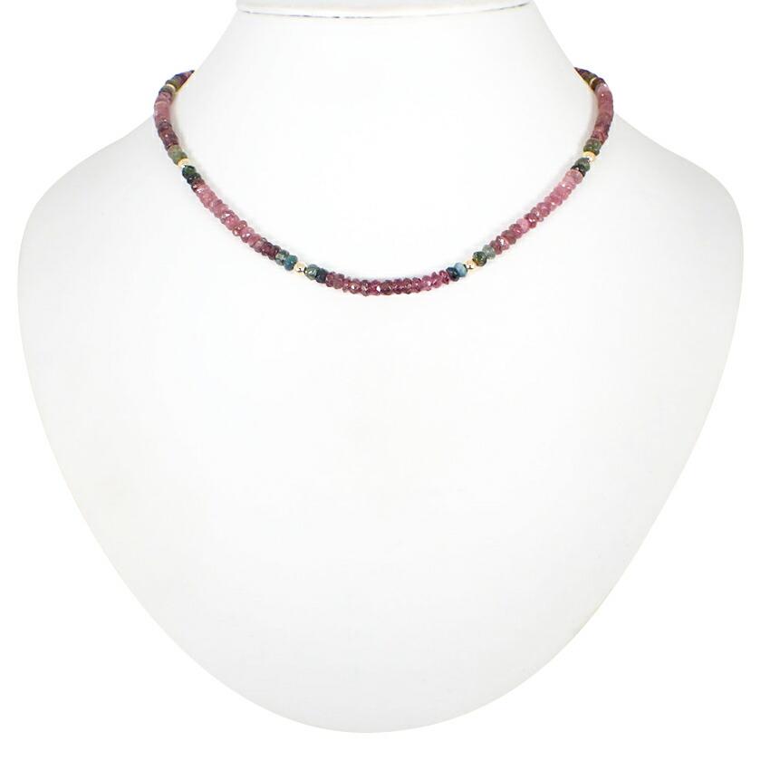 

[Used] K18 Natural Tourmaline Multicolor Necklace/j55-53