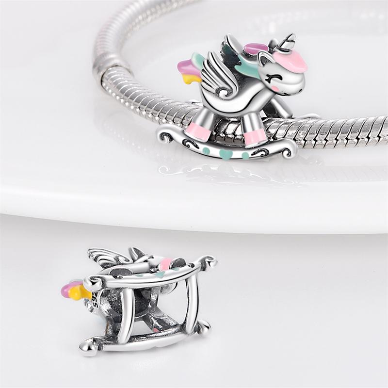 Charms Original Copper Plated Glowing Wooden Horse Beads Fit Bracelet Diy Gift Women Delicate Jewelry Accessory