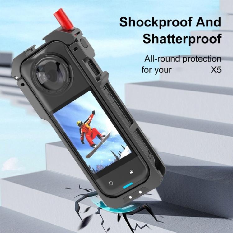 Reinforced Aluminum Frame Cage For 360 X5 Camera Housing Shell Quick Installation Exposed Battery Compartment
