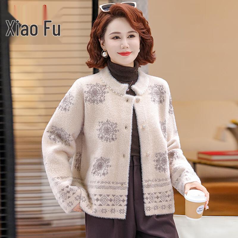 

Mid-Aged Women s Chic Mink Velvet Knit Cardigan XL