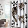 Three Cute Tabby Cats Print Art Party Decoration Waterproof Single Shower Curtain Hotel Apartment Bathroom Shower Curtain