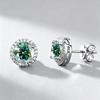 Moissanite Starry Sky Round Halo Stud Earrings, 1 Carat, S925 Sterling Silver, Light Luxury Hip Hop Design for Men.