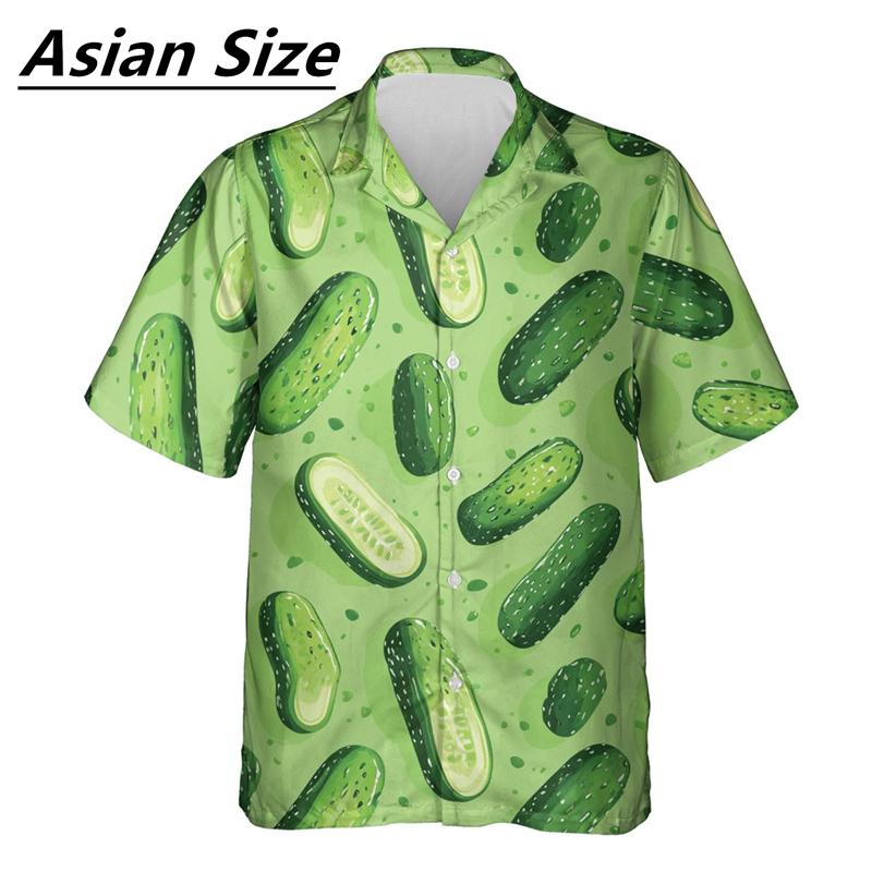 Lustiges Essiggurken-Muster Hemden Sommer Mode Kurzarm Persönlichkeit 3D Gedruckte Bluse Locker Streetwear Harajuku Hemd