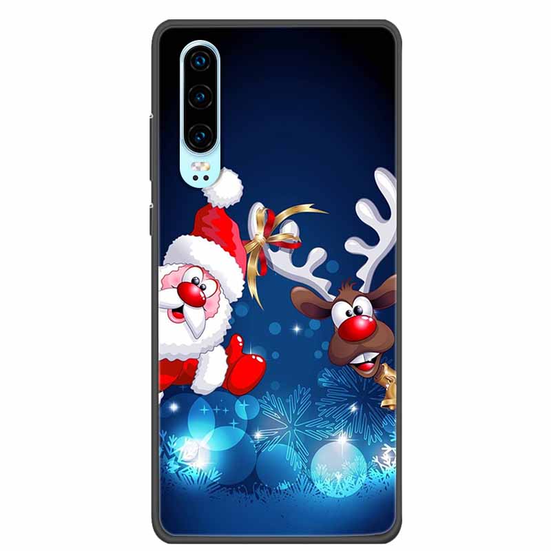 Christmas Phone Cases For Huawei P30 Pro P30 lite Case Black Silicone TPU Soft Cover For Huawei P30 Pro Santa Claus Bumper Funda