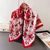 Hijab Large 90X90Cm Square Breathable Material Travel Vacation Hair Scarf Silk Feeling Polyester For Girl Fashion Accessory