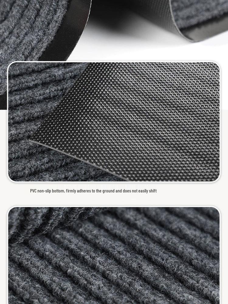 Double Stripe Non-Slip Entrance Mat - Cuttable PVC Flocked Roll with Seven Stripes