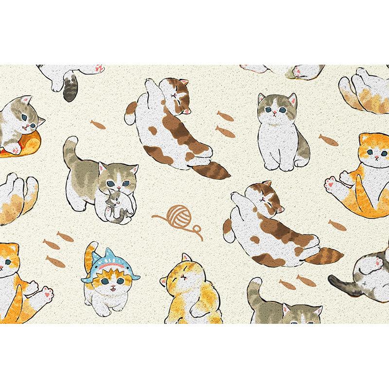 Cartoon Cat Silk Circle Porch Shoe Changing Area Foot Pad Household Easy Cleaning Non-Slip Pad Can Be Cut Into The Door Floor Mat