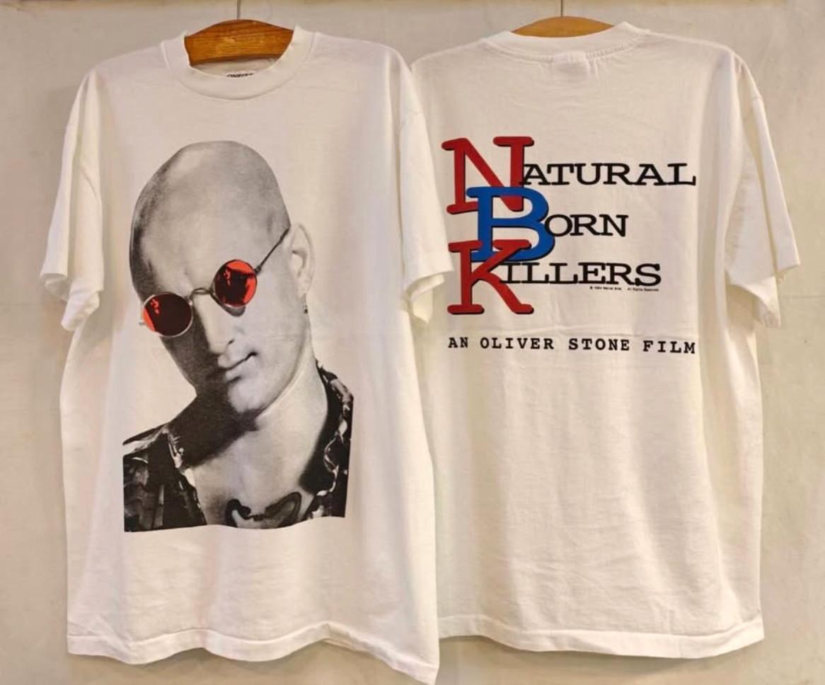 Vintage Natural Born Killers 90s Movie Woody Harrelson White Sz.L Shirt REPRINT M
