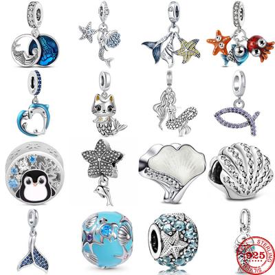 Copper Conch Penguin Mermaid Dolphin Fish Charms Beads Fit Original Pendant Bracelet Diy Jewelry Gift