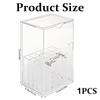 Makeup Brush Holder Organizer with Dustproof Lid Clear Makeup Brush Organizer with 17 Slots Tilt Open Cosmetic Brushes Container