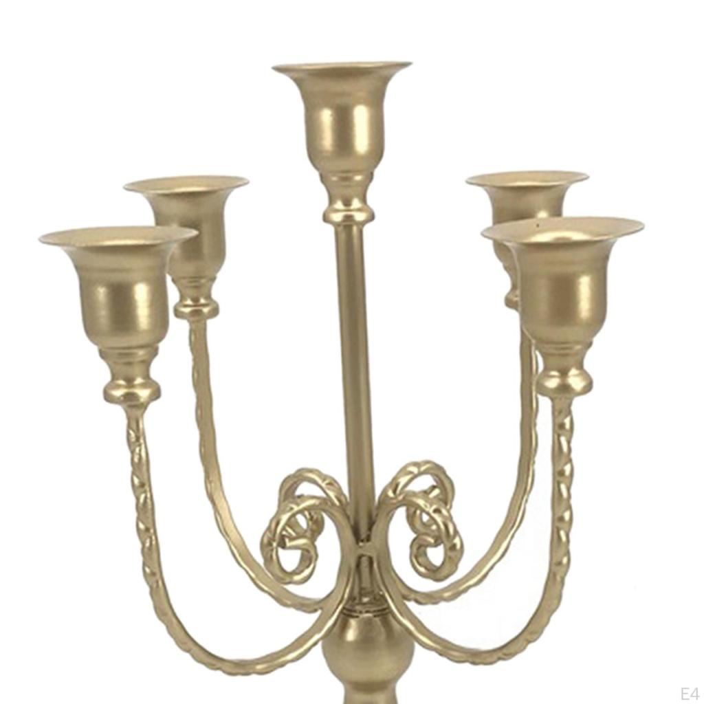 5-armiger Metallkerzenständer, Kandelaber-Ornament Mittelstück für Hochzeitsessen Bankett