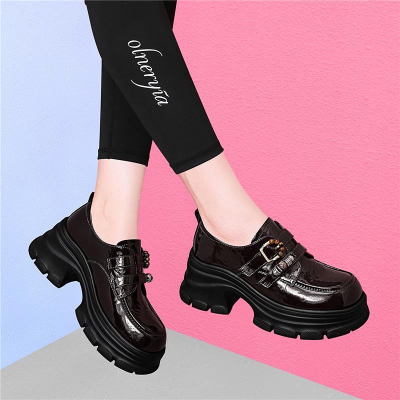 Golden Rabbit Women's British Style Chunky Heel Loafers - Spring/Autumn 2025, Fashionable Thick Sole Mary Jane Shoes