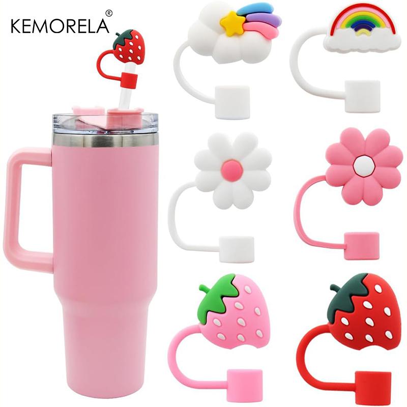 

6PCS Straw Cover Cap For Car Cup Accessories Cute Flower Straw Toppers For Tumblers 10mm Silicone Straw Covers For Stanley