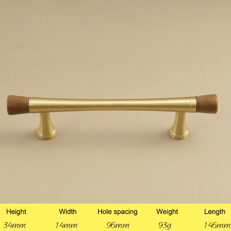 Vintage Look Nordic Cabinet Door Handle in Walnut and Brass for Clothing Storage