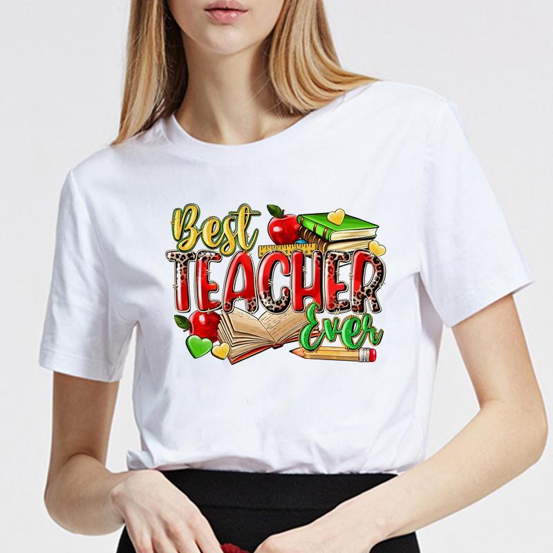 Best Teacher Ever Womens Tshirt Fashion T-shirt Vintage Female Short Sleeve Summer Fashion Print T Shirt Versatile Cute Clothing