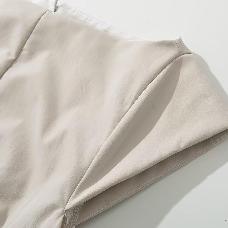 Kaslead New Arrival Women's Clothing Fashion Style Fashion French Style Without Straps Chinese Mesh Patchwork Dress