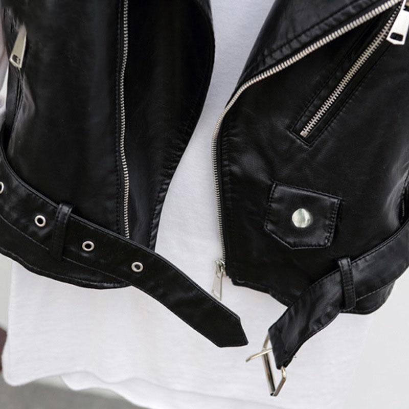 Spring and Autumn Women's Short Artificial Leather Vest Korean Style Sleeveless Jacket with Leather Belt